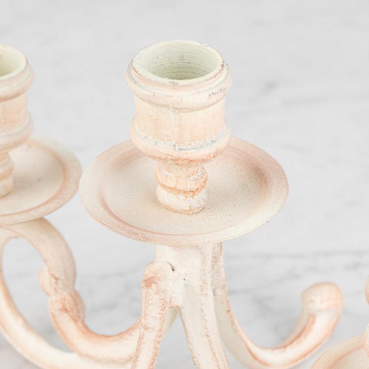 Подсвечник на три свечи цвета слоновой кости Candle Holder For 3 Candles Iron Antic Ivory