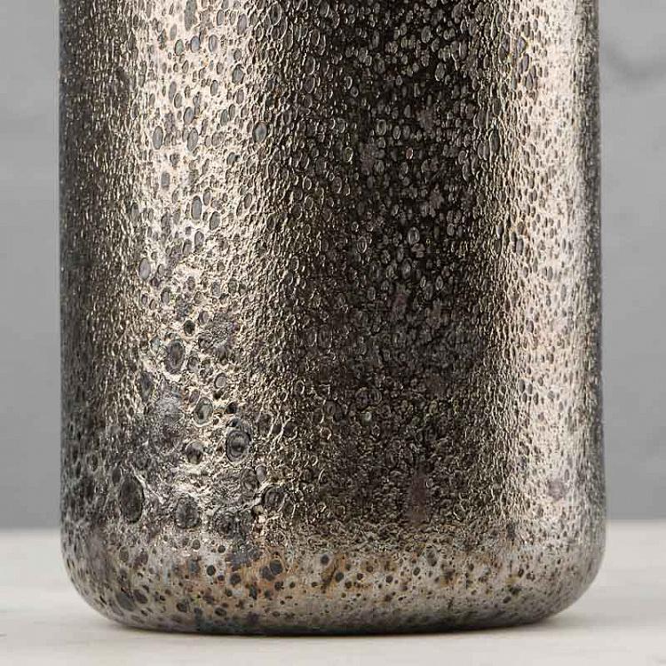 Чёрно-серебристая низкая ваза Кратер Cratere Noir Argent Medium Vase