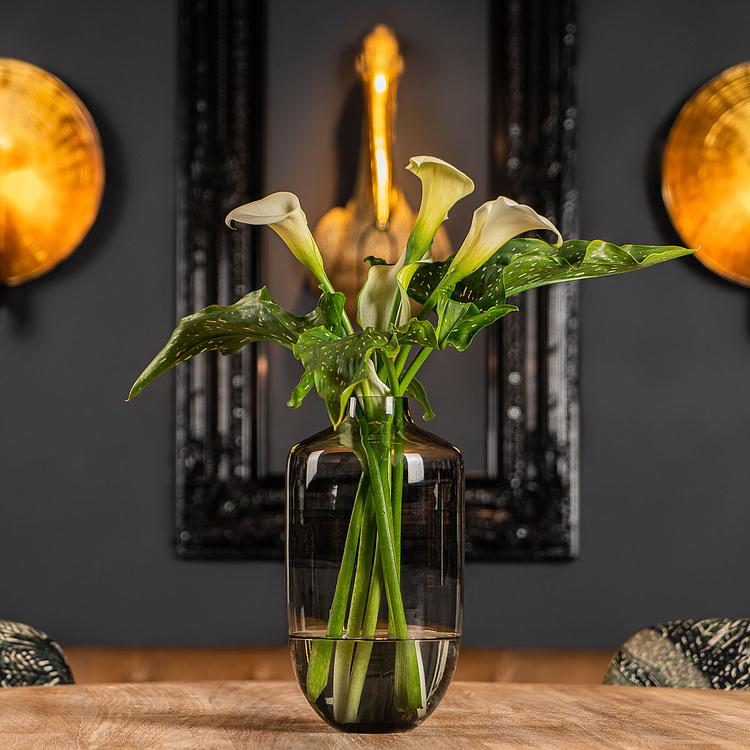 Высокая серая стеклянная ваза Колба Bulbous Grey Glass Vase Tall