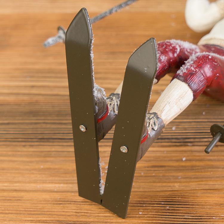 Новогодняя фигурка Олень на лыжах Skiing Deer Cream Burgundy 28,5 cm