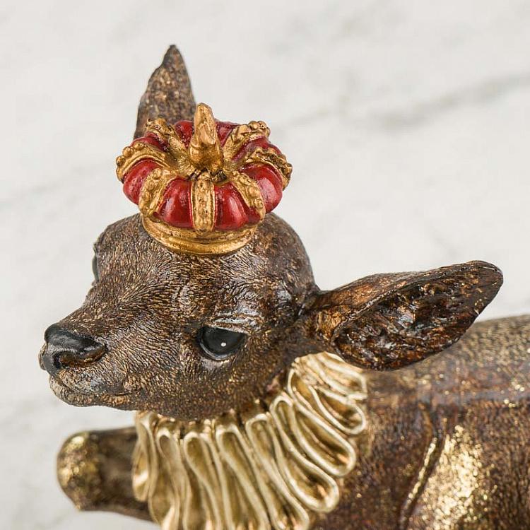 Статуэтка Золотой олень в короне Deer With Crown Brown Gold