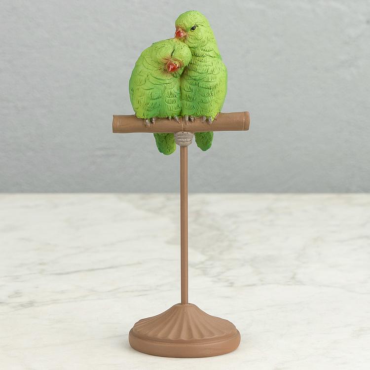 Статуэтка Парочка зелёных попугаев Small Red-Billed Parrots On Perch