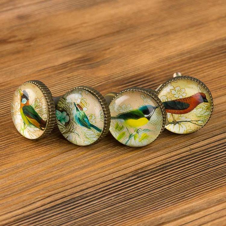 Набор из четырёх мебельных ручек Птицы 1, бронзовые Set Of 4 Handles Birds 1 Bronze