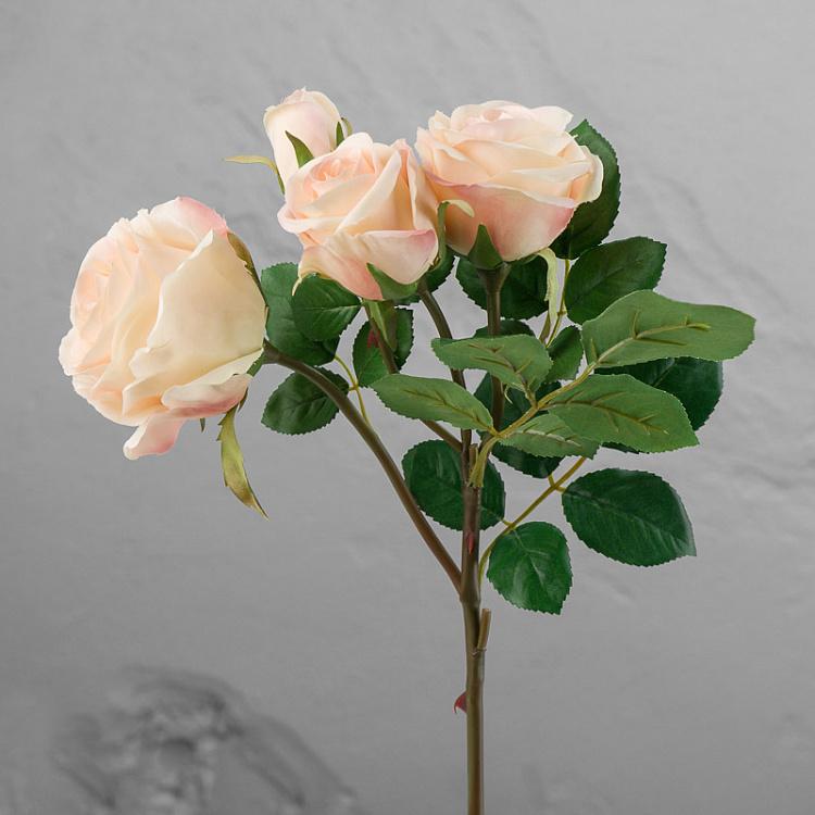 Искусственная роза Флорибунда светло-розовая Floribunda Rose Branch Light Pink 60 cm