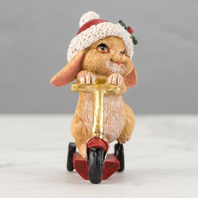 Статуэтка Весёлый кролик на самокате Cute Xmas Rabbit On Scooter 11 cm