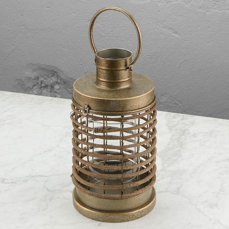 Подсвечник из состаренного металла в виде фонаря Aged Copper Metal Lantern