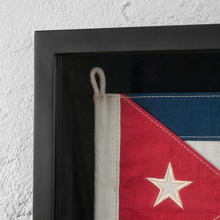 Флаг Кубы за стеклом в раме, мини Shadow Box Flag Cuba Mini