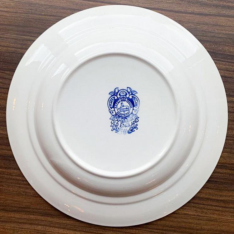 Винтажная тарелка белая с голубым мотивом 15, L Vintage Plate Blue White Large 15