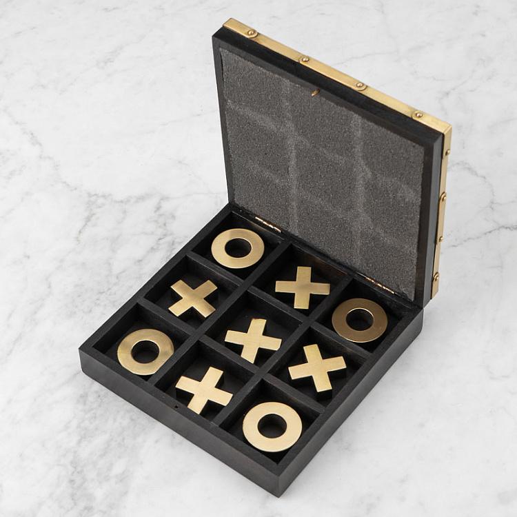 Настольная игра Крестики-нолики в шкатулке с металлической крышкой OXO Game Silvered Lid