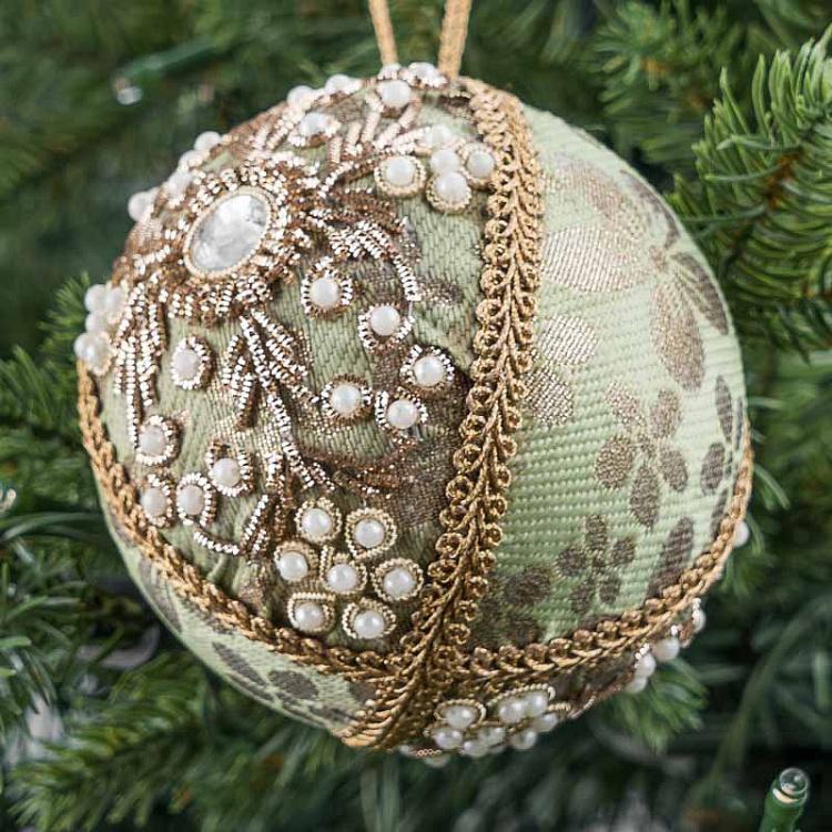Ёлочная игрушка Золотой шар с бусинами Beads Ball Gold 9 cm