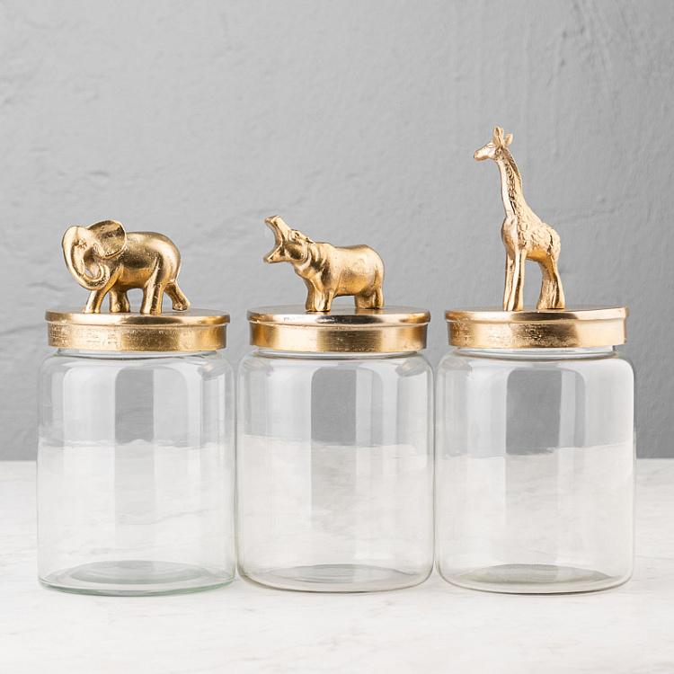 Ёмкость для хранения Золотой бегемот Decorative Jar With Hippo Figure Gold