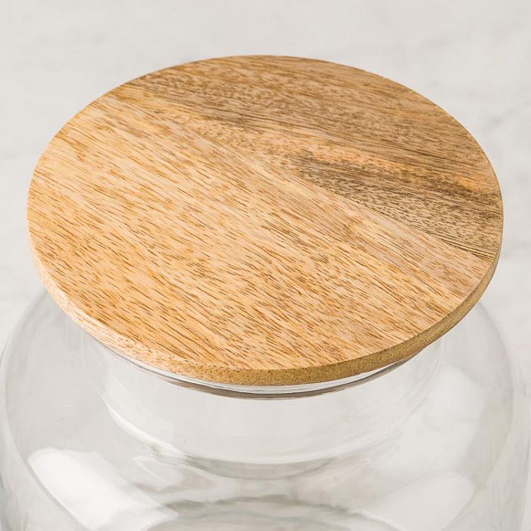 Банка с деревянной крышкой, L Airtight Jar With Flat Wooden Lid Large