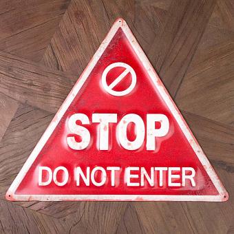 Plaque Metal Facon Panneau D'Avertissement Triangle Stop Do Not Enter Fond Rouge