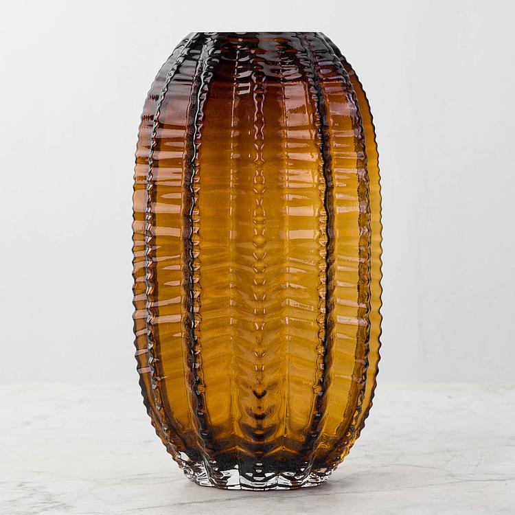 Ваза янтарного цвета Кактус, L Cactus Shape Amber Glass Vase Large