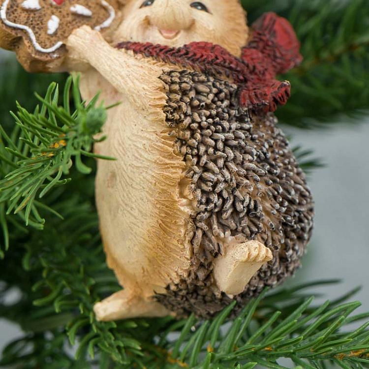 Набор из двух ёлочных игрушек Ёжики с имбирным печеньем Set Of 2 Xmas Hedgehogs With Ginger 8,5 cm