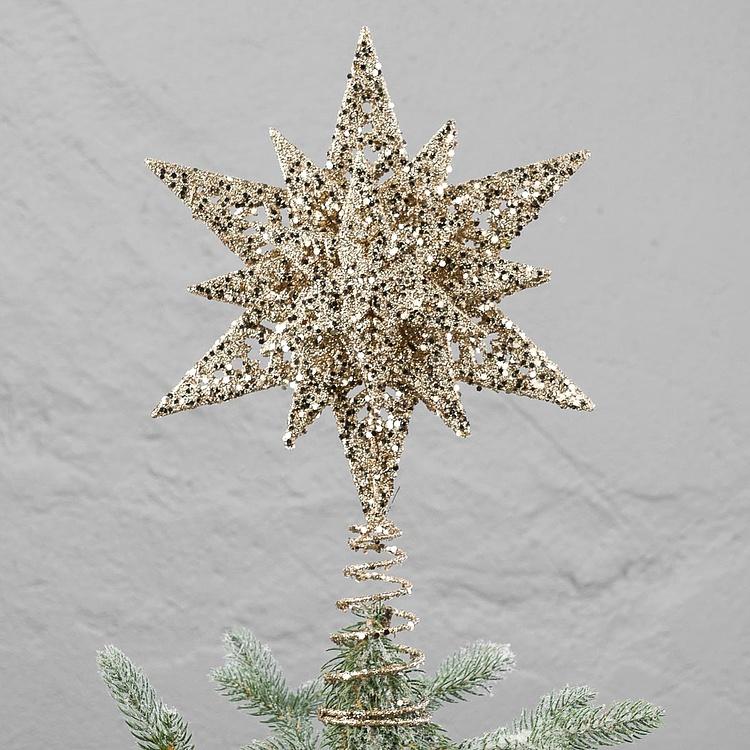 Верхушка на ёлку Звезда цвета шампань Star Tree Topper Champagne 33 cm