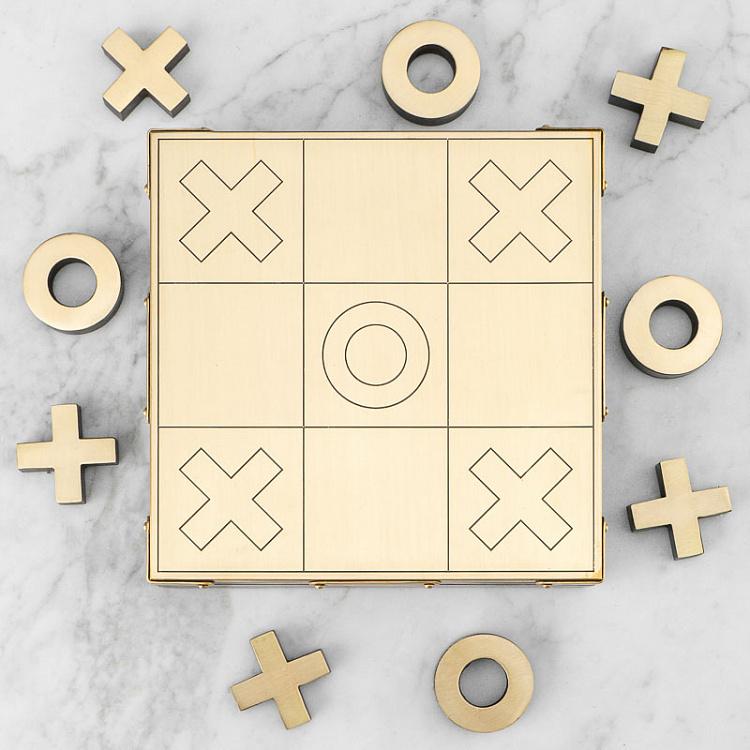Настольная игра Крестики-нолики в шкатулке с металлической крышкой OXO Game Silvered Lid