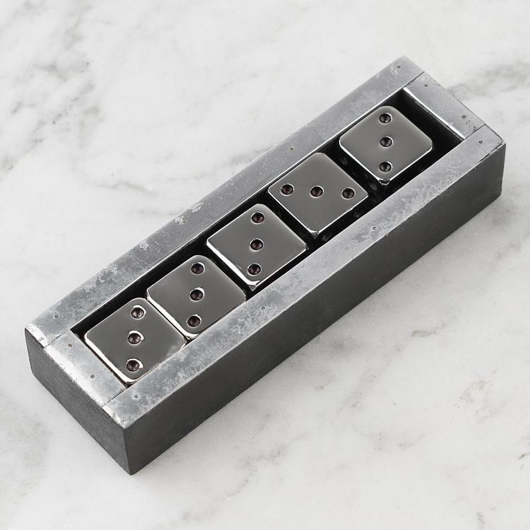 Пять металлических игральных костей в ящичке 5 Dices In Black Display