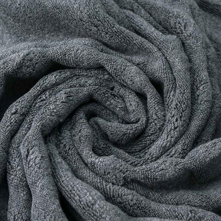 Антрацитово-серое ребристое махровое банное полотенце Пепел 70x140 см Ash Ribbed Bath Towel Anthracite 70x140 cm