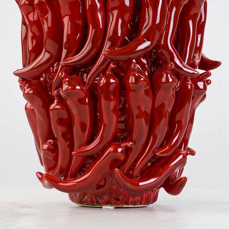 Красная ваза Перцы Чили, L Chili Bordeaux Red Vase Large
