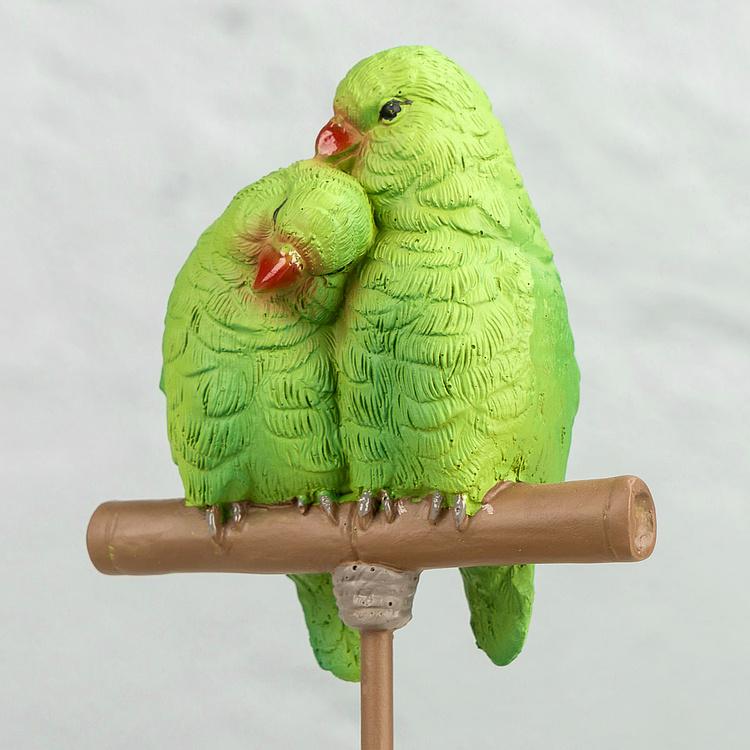 Статуэтка Парочка зелёных попугаев Small Red-Billed Parrots On Perch