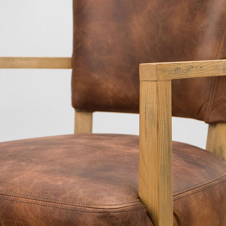 Стул Мами с подлокотниками, светлые ножки Mami Dining Chair With Arms, Oak Brown