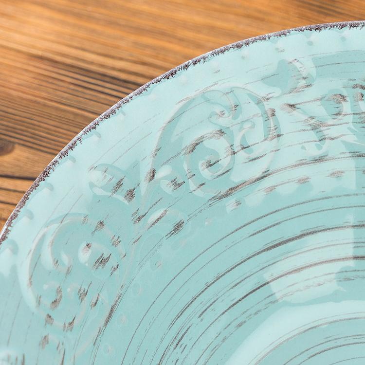 Сервировочная тарелка в деревенском стиле голубая Rustic Fare Serving Bowl Aqua