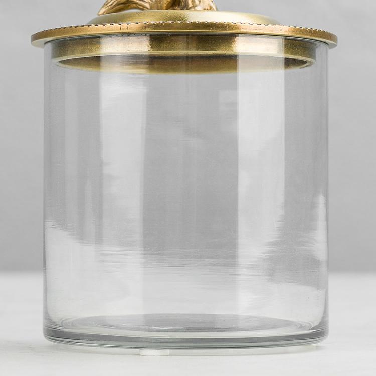 Ёмкость для хранения с латунной лисичкой на крышке Glass Box With Brass Fox Lid