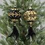 Набор из 2-х ёлочных игрушек Set Of 2 Glass Diamonds With Plumes Black Gold 25 cm