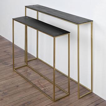 Set Of 2 Consoles Mango And Antique Gold