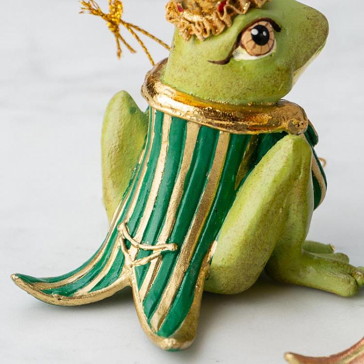 Набор из трёх ёлочных игрушек Принцы-Лягушки Set Of 3 Dressed Frog Princes Green 10,5 cm