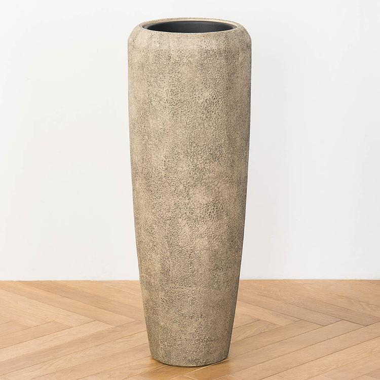 Высокое серо-коричневое кашпо-конус Эффектори Вулкан, L Effectory Volcano High Cone Design Taupe Tuff Large
