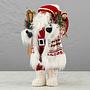 Новогодняя фигурка Forest Santa Claus In White Fur Coat With Skis 48 cm