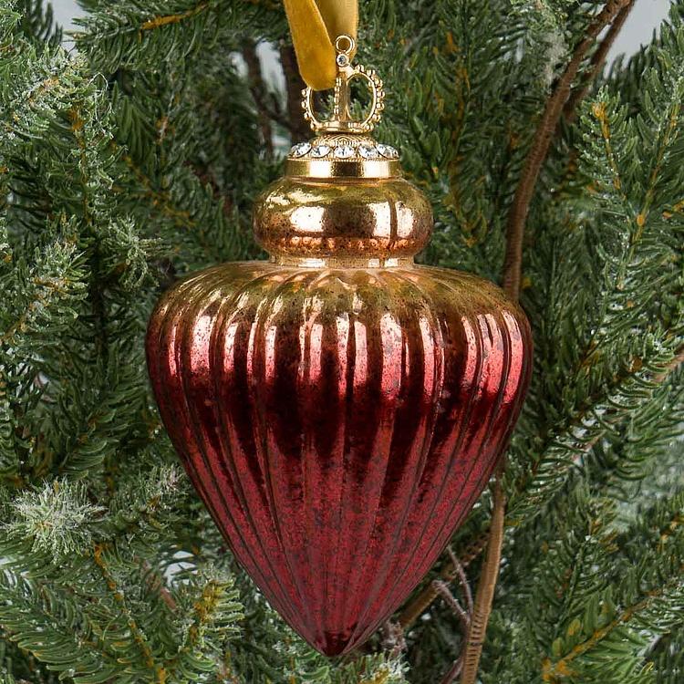 Ёлочная игрушка Красно-золотая луковица Red And Gold Aged Onion 12 cm