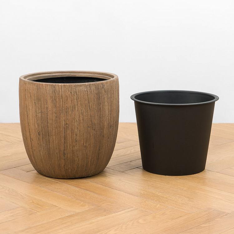 Кашпо-чаша Эффектори светлый дуб, L Effectory Wood Bowl Pot Light Oak Large