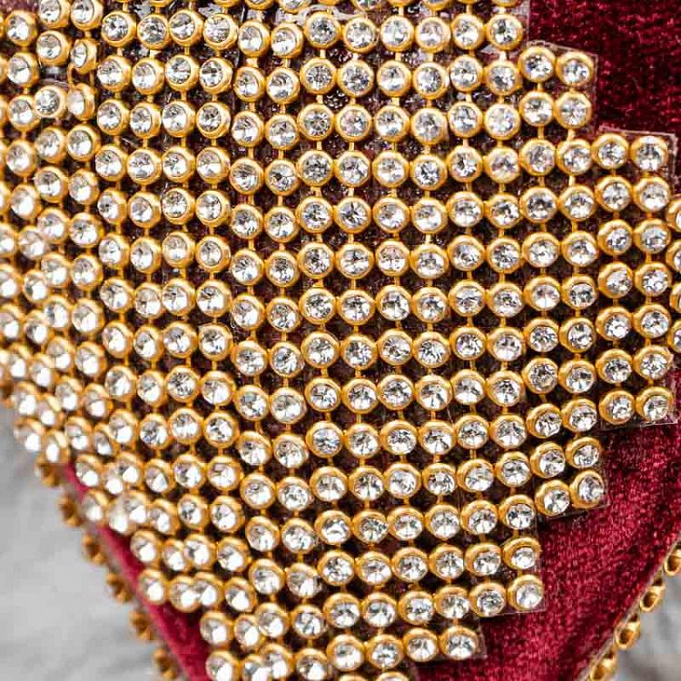 Ёлочная игрушка Бордовое сердце с золотыми вставками Heart With Golden Stones Purple 12 cm