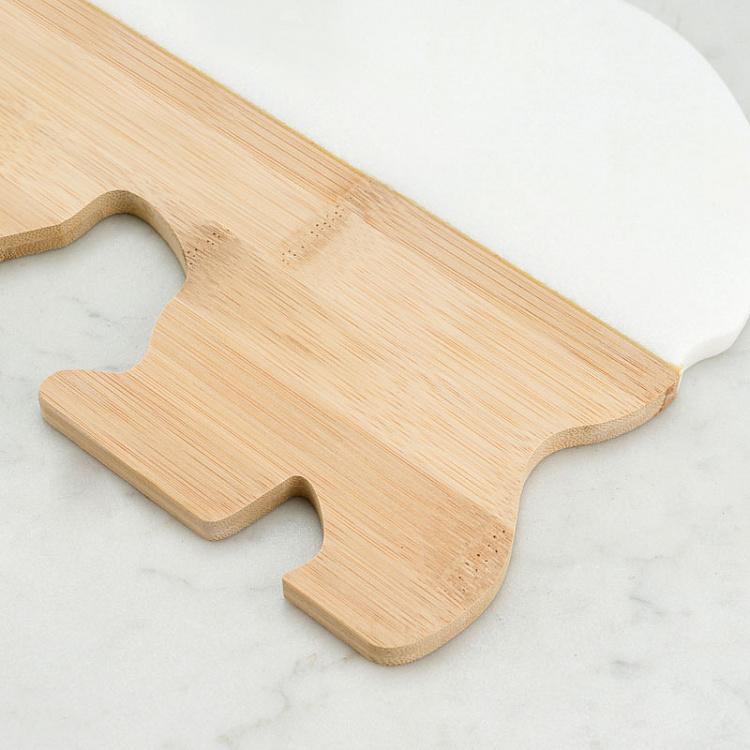 Сервировочная доска из бамбука и мрамора Медведь Bamboo And Marble Bear Tray