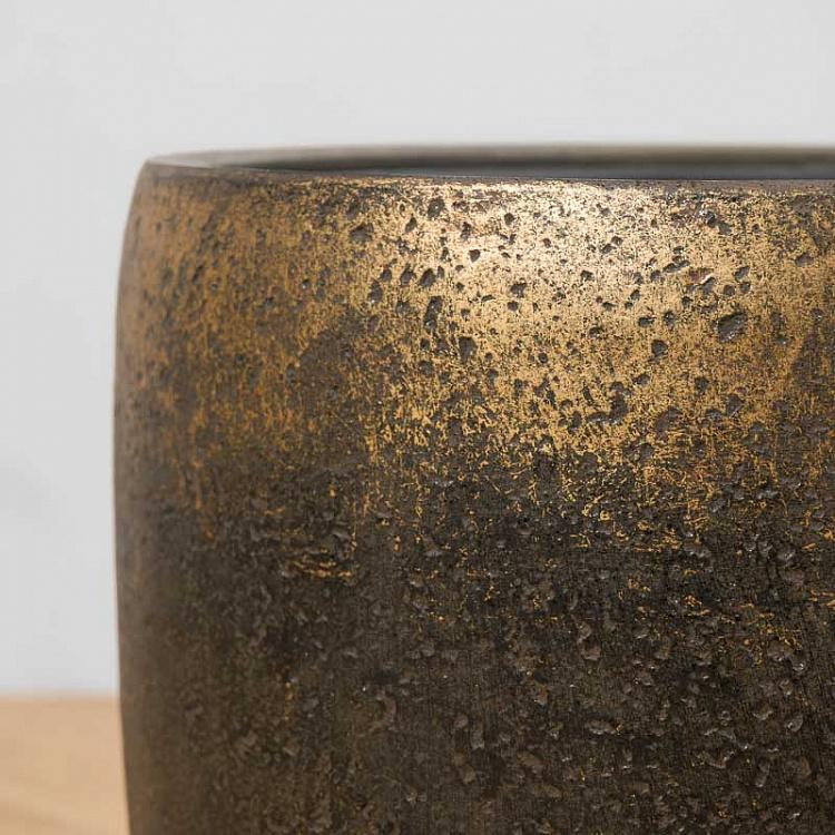 Кашпо-чаша Эффектори Металл золотая патина, M Effectory Metal Bowl Pot Rough Gold Patina Medium