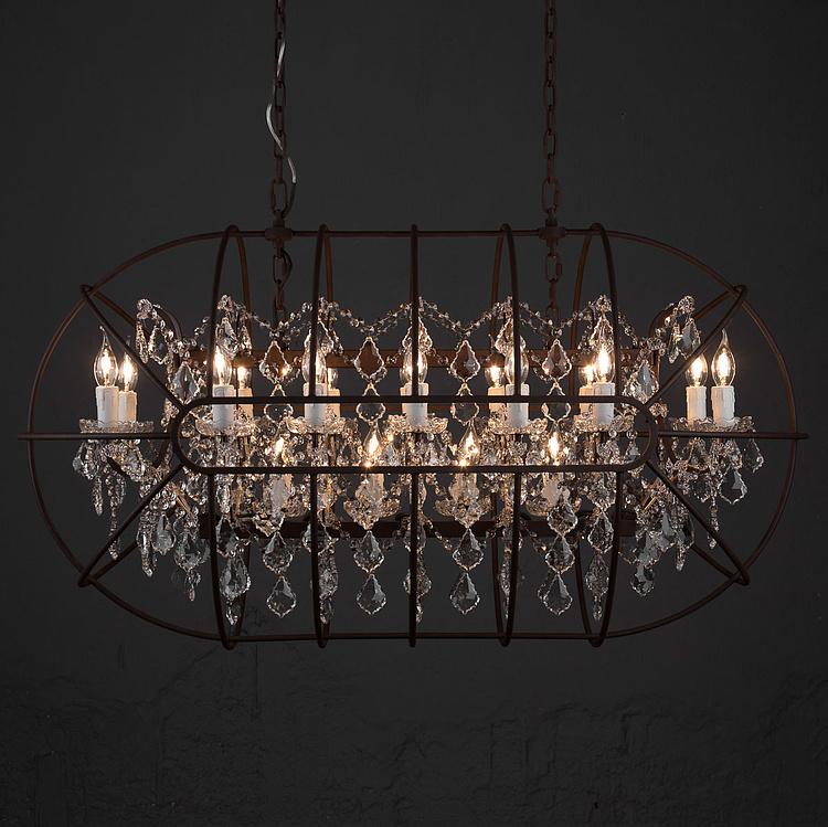 Прямоугольная Хрустальная люстра с гироскопом, S Gyro Crystal Rectangular Pendant Small