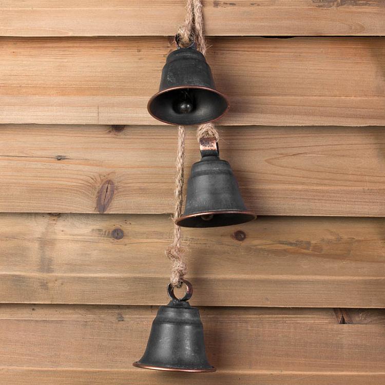 Подвесное украшение 3 колокольчика Suspension 3 Cloches En Metal Vieilli