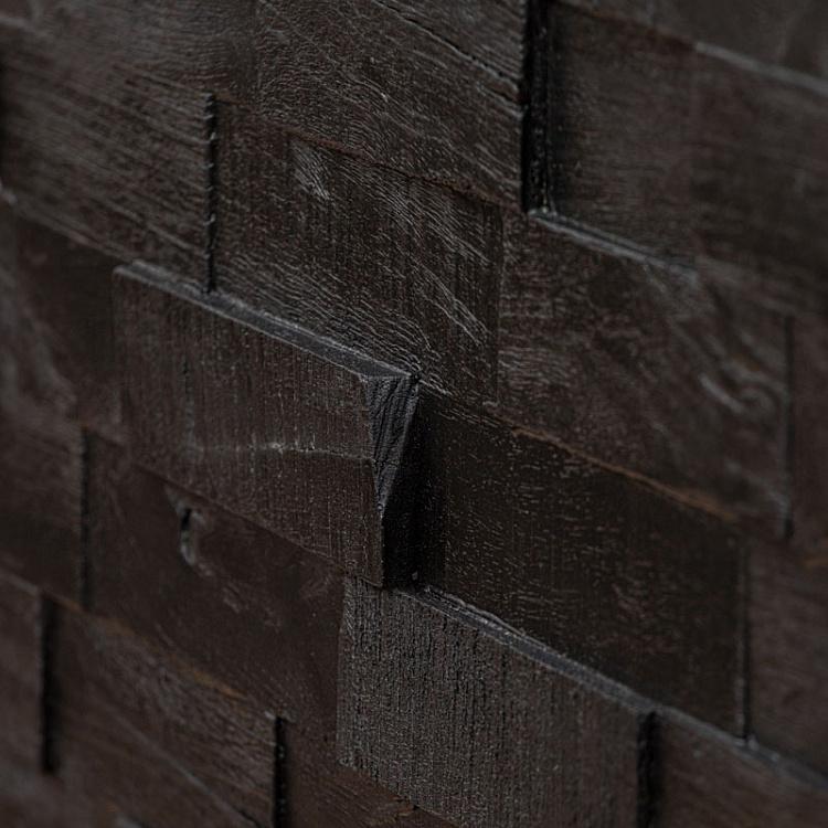 Угольно-чёрная стеновая панель из тика Teak Brick Panel Blackstone Finished