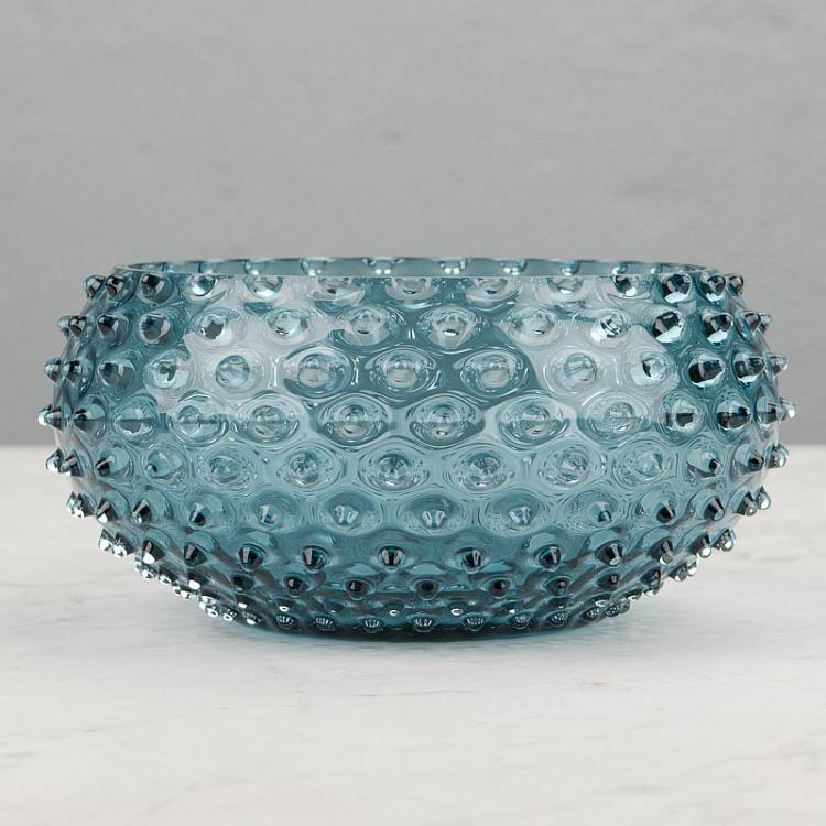 Дымчато-голубая салатница Даймонд Diamond Bowl Underlayered Blue Smoke