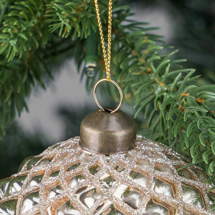 Ёлочная игрушка Золотой шар с узором сколов Chipped Ball Gold 10 cm