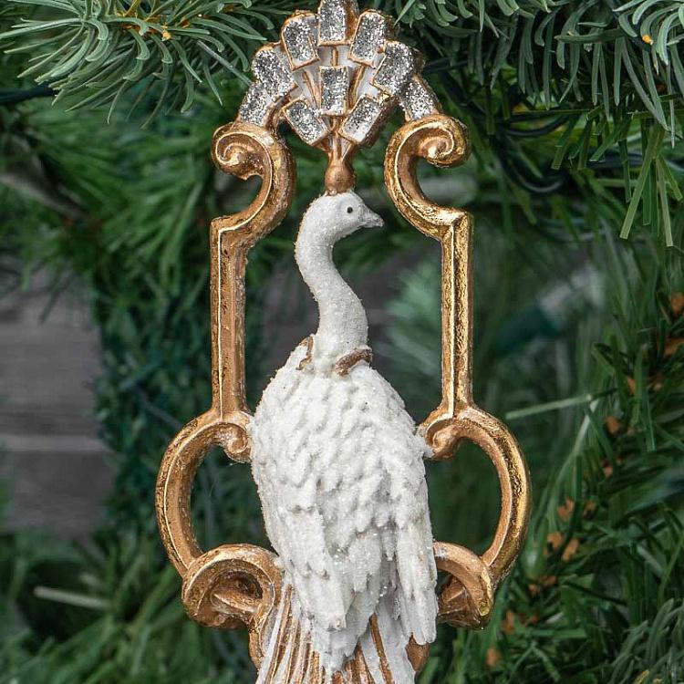 Ёлочная игрушка Павлин в рамке Peacock In Frame Cream/Gold 21,5 cm