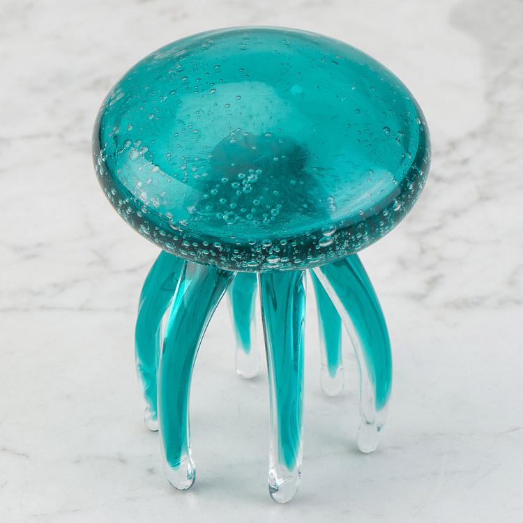 Статуэтка Стеклянная бирюзовая медуза, S Glass Turquoise Jellyfish Small