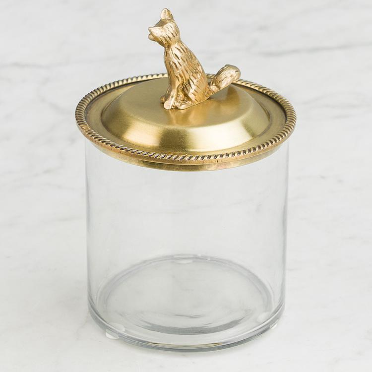 Ёмкость для хранения с латунной лисичкой на крышке Glass Box With Brass Fox Lid