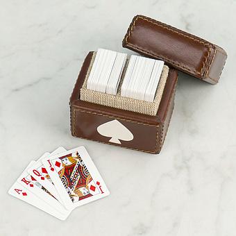 Mini Deck Of Card Leather Box