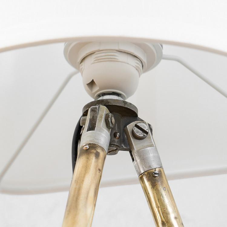 Винтажная настольная лампа с льняным абажуром Оаклайн на телескопической треноге Vintage Telescopic Table Lamp WIth Linen Shade Oakline