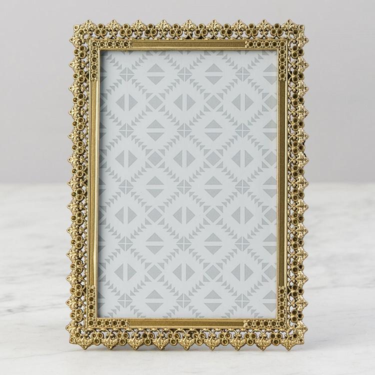 Золотистая цветочная прямоугольная рамка для фото Golden Flowery Rectangular Photo Frame