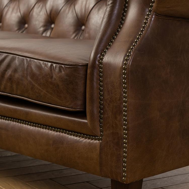 Трёхместный диван Парламент, красно-коричневые ножки Parlament 3 Seater, Red Brown Wood D